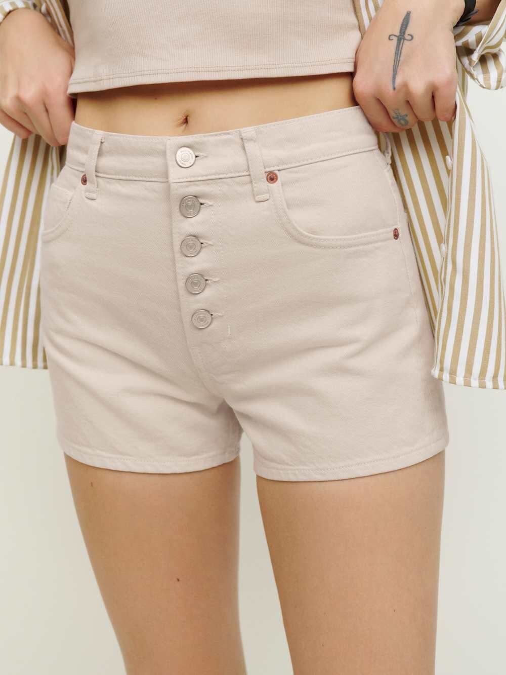 Reformation Charlie Exposed Button Fly Jean Shorts Almond 31 NWT